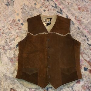 Vintage Pioneer Wear Brown Western Leather Vest